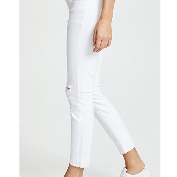 J Brand Cropped Low Rise Jeans 9326 White Distressed Cotton Skinny Raw Hem 31 - Picture 9 of 16